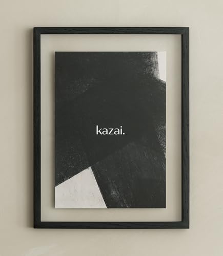 Kazai. Marco de Fotos 'Toke' | A4 / 20x30 | Marco de fotos de madera de diseño de Berlín | Con passepartout y doble cristal | Decoración de madera | Roble, negro