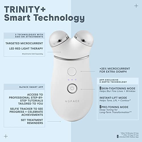 Nuface Trinity+ Starter Kit – Microcurrent Facial Toning Device With Aqua Gel Activator 1.69 Fl Oz, Silk Crème Activator 0.5 Fl Oz And Applicator Brush #TOP5