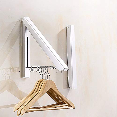 Laundry Rack, Wall Mounted Clothes Airer Washing Line Coat Shirt Dryer Folding/Pull out Wall Hanger Space Saving Clothes Cupboard Storage 2 Pcs - Image 5