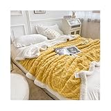 GLigeT Juego de sabanas Manta de Forro Polar Sherpa Suave con 2 Fundas de Almohada, Juego de Manta de Franela cálida, Suave y acogedora. Ropa de Cama(Yellow,150x200cm 3pcs)
