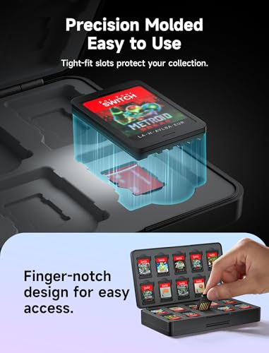 JSAUX Game Card Case for Nintendo Switch 2 (2025), Switch OLED & Lite, 40-Slot Hard Shell Storage Holder for 40 Game Cartridges & Micro SD Cards, Compact Travel Gaming Card Organizer Box - Black - Image 5