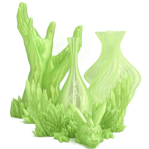 Image of Clear Green PLA 1.75mm 1kg Spool Glittery 3D Printing Filament Transparent | FDM Beginner friendly Premium Sparkle translucent Green PLA Basic Low warping No tangle 1kg spool 2.2lbs for Bambu Prusa