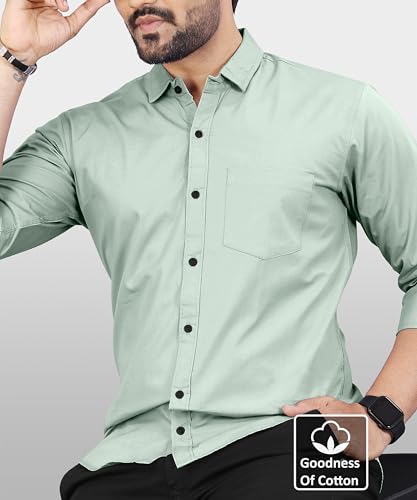 Image of Men's Cotton Full Sleeve Shirt | Regular Fit Casual & Formal Wear with Patch Pocket