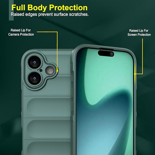 Image of amazon basics Back Case Cover for iPhone 17 | Compatible for iPhone 17 Back Cover | Liquid Silicon Magic Case with Camera Protection | Dark Green
