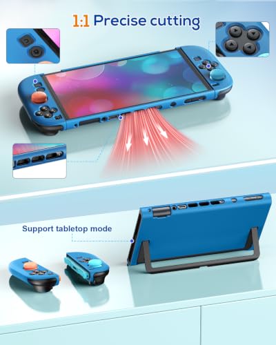 Image of WAXITY Dockable Protective Case for Nintendo Switch 2-Blue | Hard Cover Shell for Switch 2 Console with Screen Protector Accessories and Thump Grips, Shockproof Full Protection
