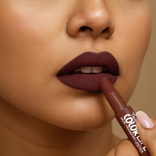 Image of TEEN TEEN Color Life Nontransfer Crayon Lipstick | Matte Finish with Built-in Primer | Waterproof & Long Lasting Lip Color | Smudge-Proof, Fade-Resistant Formula | Intense-Brown, 2gm