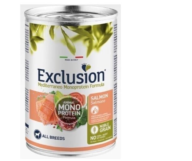 Exclusion Monoproteico Adult All Breeds Umido Salmone. 6 LATTINE DA 400g CADAUNO