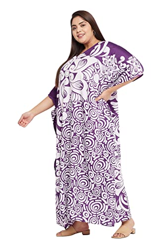 Image of Oussum Women Polyester Casual Long Plus Size Beach Caftan Cover Up Maxi Dress 1X-3X Summer Kaftan Dresses for Women