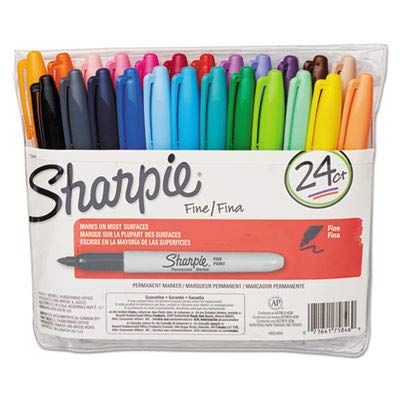 Image of Sharpie Permanent Markers, Fine Point, Assorted Colors, 24 Count - Arts & Crafts, Office Supplies