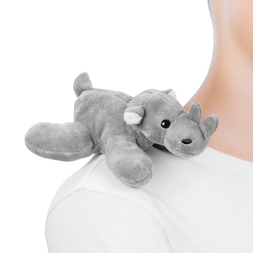 Zappi Co Shoulder Mates Rhino Plush Magnet Stuffed Animal Toy, Fancy Dress Costume Accessory Shoulder Pals, Cute Plushies Gift for Boys & Adventure Fans