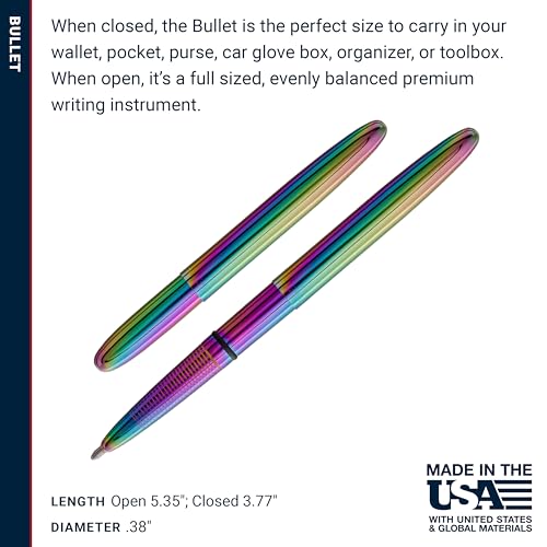 Image of Fisher Space Pen Supernova Rainbow Titanium Nitride Bullet Pen, Pressurized Ballpoint Pen, Compact Size, Writes Upside Down, Extreme Temperatures, Black Ink, Medium Point, Gift Box, Made in USA