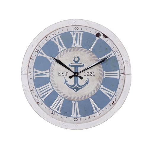 Deco 79 Metal Decorative Wall Clock Anchor Wall Clock for Home, Wall Clock for Room 24 x 24 x 2