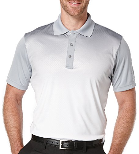 PGA TOUR Men's Golf Performance Short Sleeve Embossed Ombre Polo Shirt