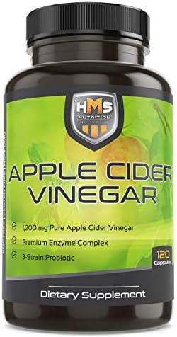 HMS Nutrition Apple Cider Vinegar Capsules - 100% Pure, Powerful 120 Capsules - 2 Month Supply, All Natural - 1200mg of ACV per Serving