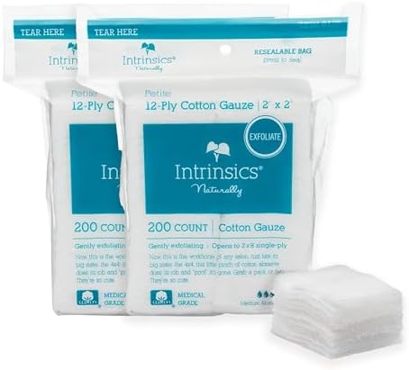 Intrinsics Petite 2x2 Gauze Pads 2 Pack (400 Count) – 12-Ply Lint Free Cotton Pads for Face & Gentle Exfoliation | Medical-Grade Gauze Pads for Professional Use | Hypoallergenic and 100% Pure Cotton image 5