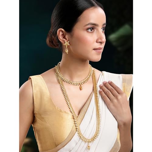 Image of Peora Gold Plated Bridal Jewellery Set with Kamarband Gift for Women Indian Traditional Ethnic Wedding
