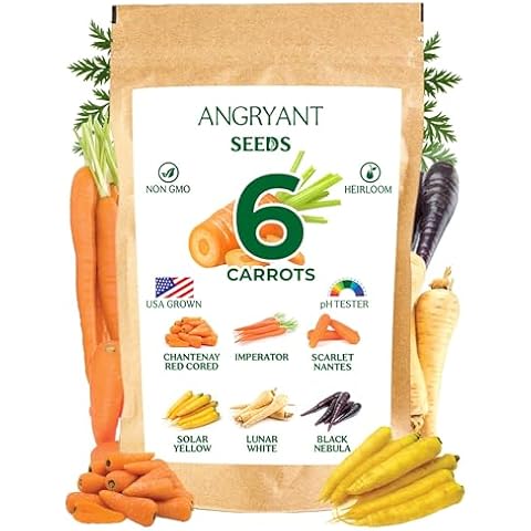 Carrot Seeds 6 Variety Pack - USA Grown, Non GMO, Heirloom Seeds for Planting Indoor, Outdoor, and Hydroponic Vegetable Garden - Including Imperator, Lunar White, Solar Yellow, Black Nebula and More Cover