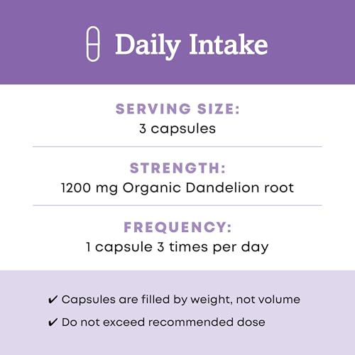 Oregon's Wild Harvest Dandelion Root Organic Supplement | Traditional Herbal Bitter, 90 Vegan Capsules