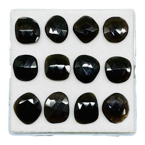 12 Pcs Natural Smoky Quartz 18.5-21mm Rose Checker Cut Flat Back Loose Gemstone2