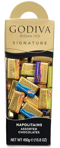 Godiva Chocolate Perfection in Four Napolitains, Milk Chocolate, Dark Chocolate, Milk Hazelnut, and Milk Chocolate Pistachio 225g (From Belgium) By DECADENT FOODS