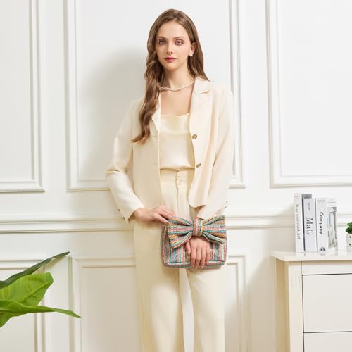 Image of BRYCTSISEN Women Straw Beach Clutch Purse Handbag Summer Elegant Vacation Style Shoulder Bag Crossbody Bag
