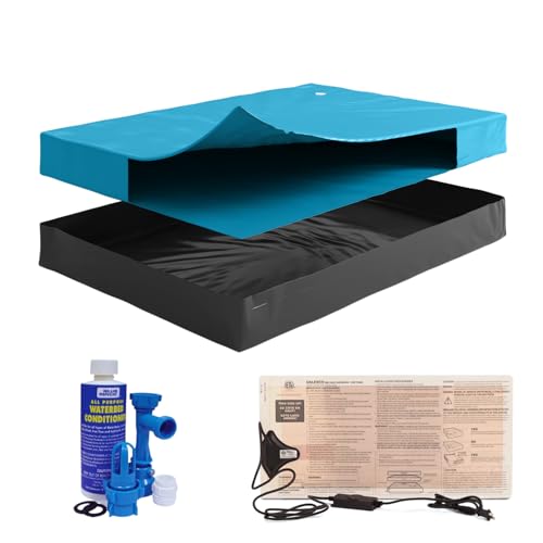 Blue Magic Free-Flow California King Size Hardside Waterbed Bundle Includes Bladder Stand-Up Liner Solid State 325 Watt Heater Fill and Drain Kit Waterbed Conditioner Frame NOT Included.