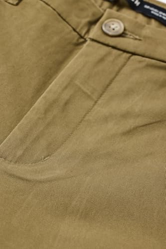 Image of SNITCH Men Chinos | Slim Fit Mid Rise Solid Pattern | Cotton Blend with Medium Stretch & Smooth Texture | Button & Zip Closure for Casual & Street Wear