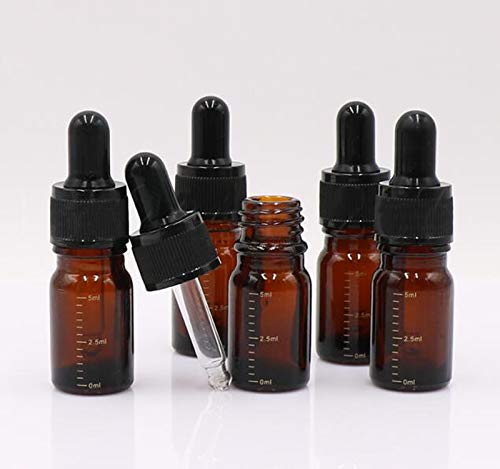 3 Pcs 5ml 0.17oz Empty Refillable Amber Glass Graduated Dropper Bottle Essential Oil Cosmetics Elite Fluid Container Jar Pot Holder with Glass Pipette Dropper3