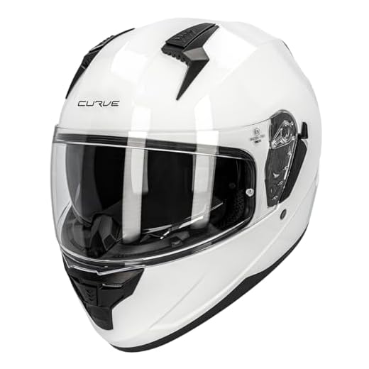 Casco Moto Integral Curve Lead Blanco Brillante, Material ABS, Visor Solar Ahumado, Cierre micrométrico, Adultos, Hombre y Mujer, ECE 22.06 (S)