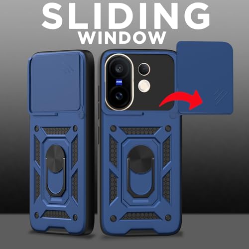 Image of AIBEX Back Cover for Vivo V60E 5G / Vivo T4 Pro 5G / Vivo V60 5G | D10 Tough Armor Case | Sliding Camera Shield | 360 Protection | Kickstand Ring Holder | Military-Grade Bumper Case
