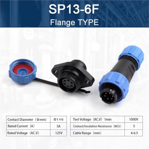 Conector impermeable IP68 SP13 con brida para proteger conexiones de soldadura de 2-9 pines 2