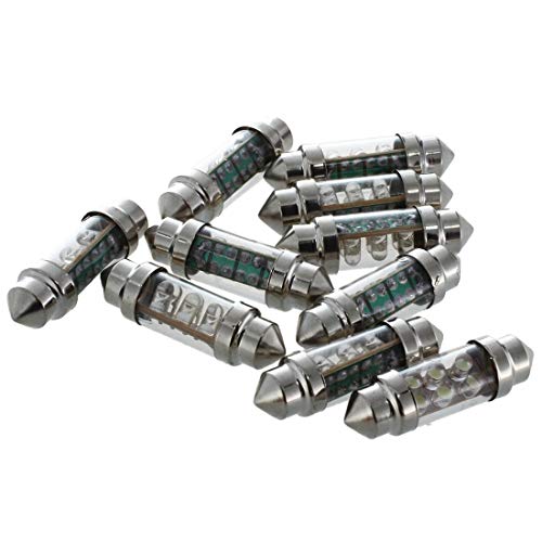 SODIAL(R) 10x 36mm 6 LED del bulbo blanco puro del coche del adorno interior de la boveda de la lampara C5W luz DC 12V