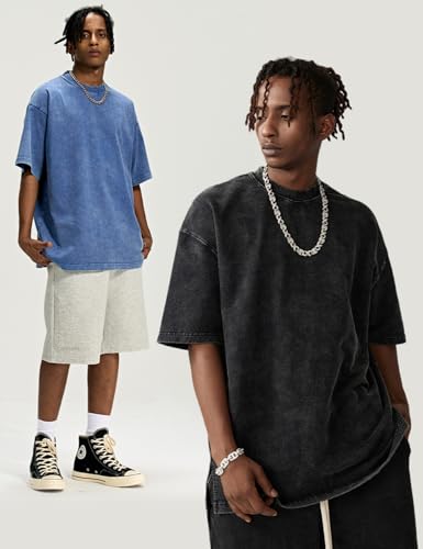 Image of Arssm Men Oversized T Shirts Vintage Tee Loose Fit Short Sleeve Casual Streetwear Baggy Washed Unisex Tops