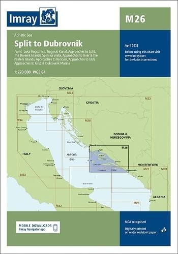 Imray Chart M26: Split to Dubrovnik (M Charts) Map – Folded Map, 28 April 2023