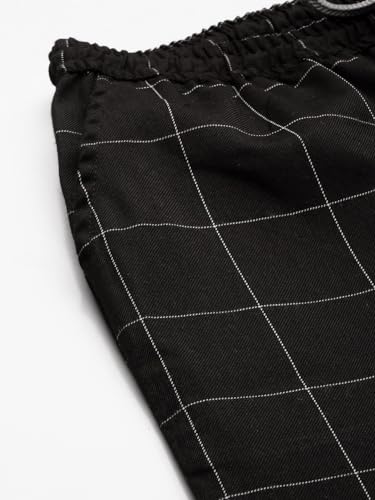 Image of KRYPTIC women Checks Woven lounge pyjama - Pure cotton, relaxed fit, Ultra soft (Black;XL)