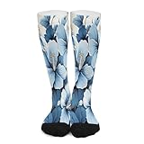 GHBNK Crew Athletic Socks Blue Hibiscus Flower Soft...