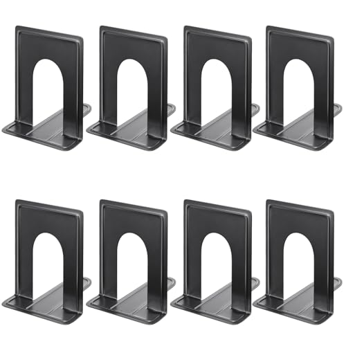 Image of MaxGear 8.5 in Extra Large Heavy Duty Book Ends, Black Metal Bookends