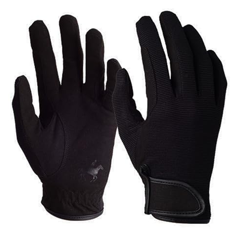 WDEC Reithandschuhe, Unisex Erwachsene, Reithandschuhe Atmungsaktiv, Touchscreen Handschuhe, für Radfahren, Reiten und Outdoor Aktivitäten, Professional (schwarz, M)