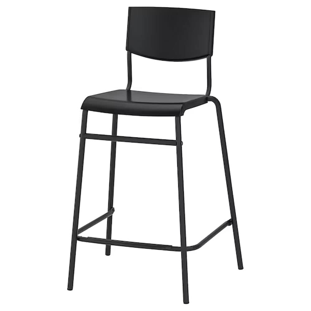 IKEA Comfy Bar Stool/Counter Stool, Perfect Height for Lazy Breakfasts, Casual Meals or Snacks in Counter or Kitchen Island, Black 63 cm (Polypropylene,Plastic,Steel)