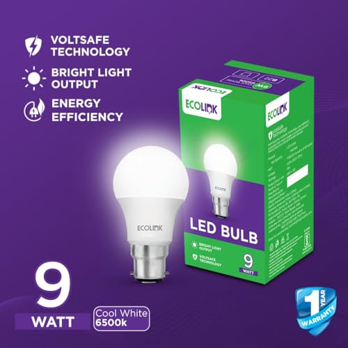 Image of Philips Ecolink 9-watt LED Bulb | Bulb Base: B22, Light Bulb for Home |Colour : Cool White, Pack of 10