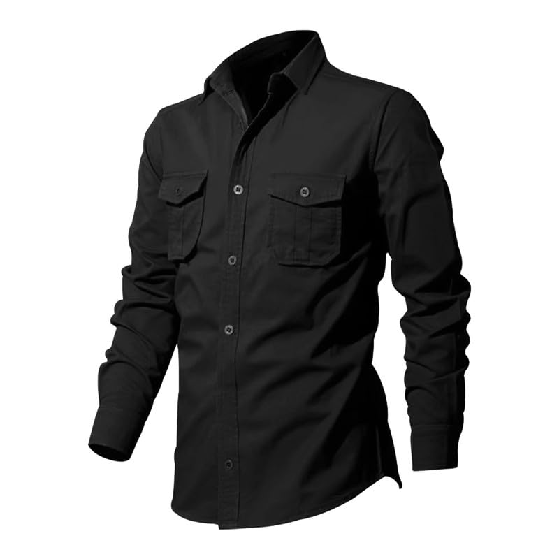 KISSQIQI Mens Casual Button Down Shirts Regular Fit Lightweight Long Sleeve Shirts with Pocket4
