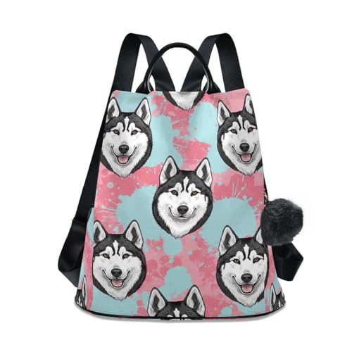 Mochila de viaje para mujer antirrobo de husky con cremallera trasera negra