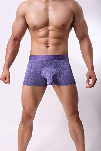 KAMUON Men’s Sexy Separate Pouch Boxer Brief Underwear Sheath Prevent Friction (US XS = Asian Tag S : Waist 27"-28", Purple) - Thumbnail 4