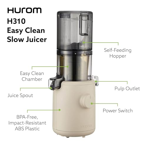 Image of Hurom H310A Slow Chew Self Powered Personal Juicer - Oatmeal | Easy To Clean, Maximum Performance, Quiet Motor - Hopper for Whole Fruits & Vegetables - BPA Free