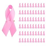 Breast Cancer Awareness Pink Ribbon Pins, 100 Pcs Breast Cancer Satin Pins with Safety Pins Pink Ribbons Breast Cancer Brooches Lapel Pin Bulk for Women Girls Charity Campaign Party Favors Supplies