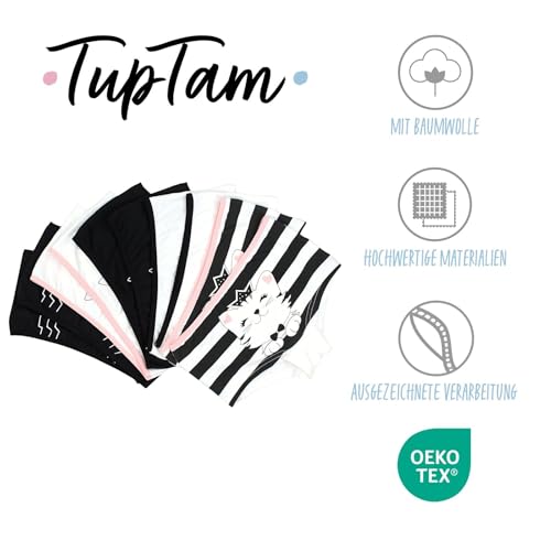 TupTam Unterhosen Mädchen Shorts 10er Pack - Bequeme Unterwäsche für Mädchen aus Baumwolle, Farbe: Shorts Katzen Creme Schwarz, Größe: 128-134