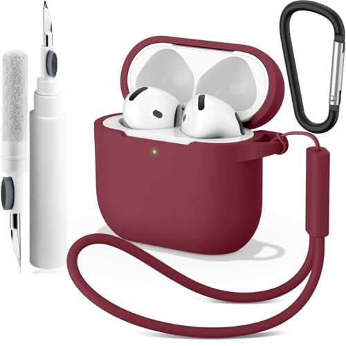 Ya en manzanajugosa.com: Vancle Funda de Silicona para AirPods 4, con Kit de Limpiador, Anti-Rasguños, Anti-Polvo de Fundas Protectora para Apple AirPods 4 Generacion 2024, LED Visible Frontal, Rojo Vino