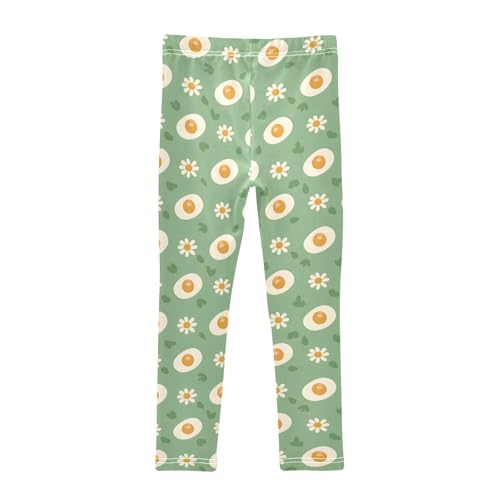 senya Girls Printed Leggings Yoga Pants Green Eggs Daisies and Hearts Pattern for Kids in 4t to 10 Years, 4T2