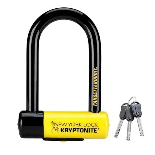 Kryptonite New York Fahgettaboutit Mini Bike U-Lock, Heavy Duty Anti-Theft Bicycle U Lock, 18mm Shackle with Keys, Ultimate Security Lock for Bicycles E-Bikes Scooters,Black