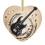 Weihnachtsbaum-Anhänger aus Keramik, Liebesanhänger, 6,9 x 7,6 cm, YYHHAOFA Gitarre, Bass, Musikinstrumente, einfach in Einkaufszentren und Geschäften aufzuhängen